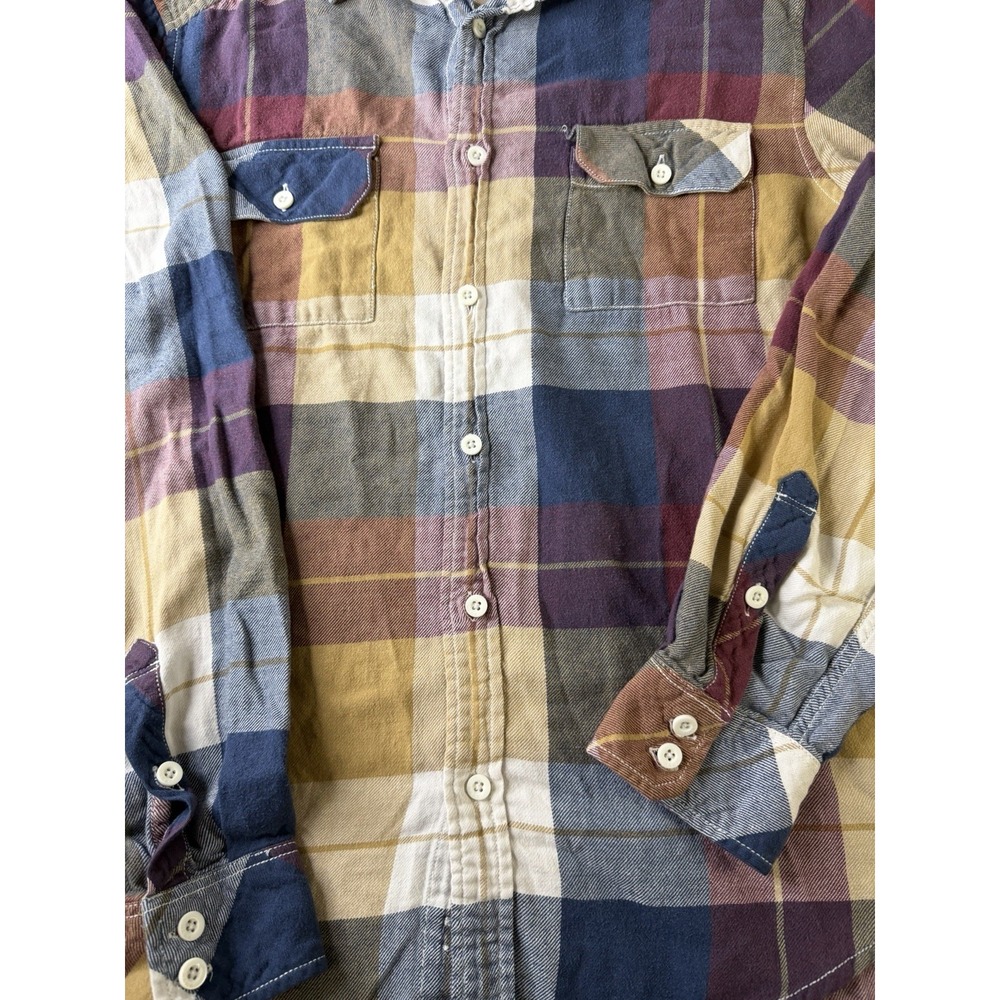 Hawk Men's Plaid Flannel Button Up Shirt Size M Long Sleeve 100% Cotton - Picture 2 of 8